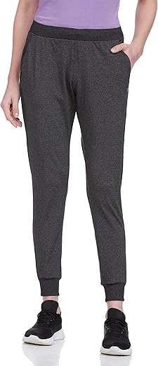 Enamor E076 Quick Dry 4 Way Stretch Antimicrobial Mid Rise Relaxed Fit Ankle Length Jogger for Women with Rib Waistband and Cuffed Leg