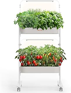 SUNCOZE 2-Tier Hydroponics Growing System Kit with 24 Pods – Full Spectrum Grow Lights, Hydroponic System equipped with sm...