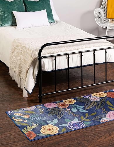 Miniatura 4 de Unique Loom Blossom Collection - Alfombra Ashley (2' 7" x 12' 2", alfombra de pasillo, azuloliva)