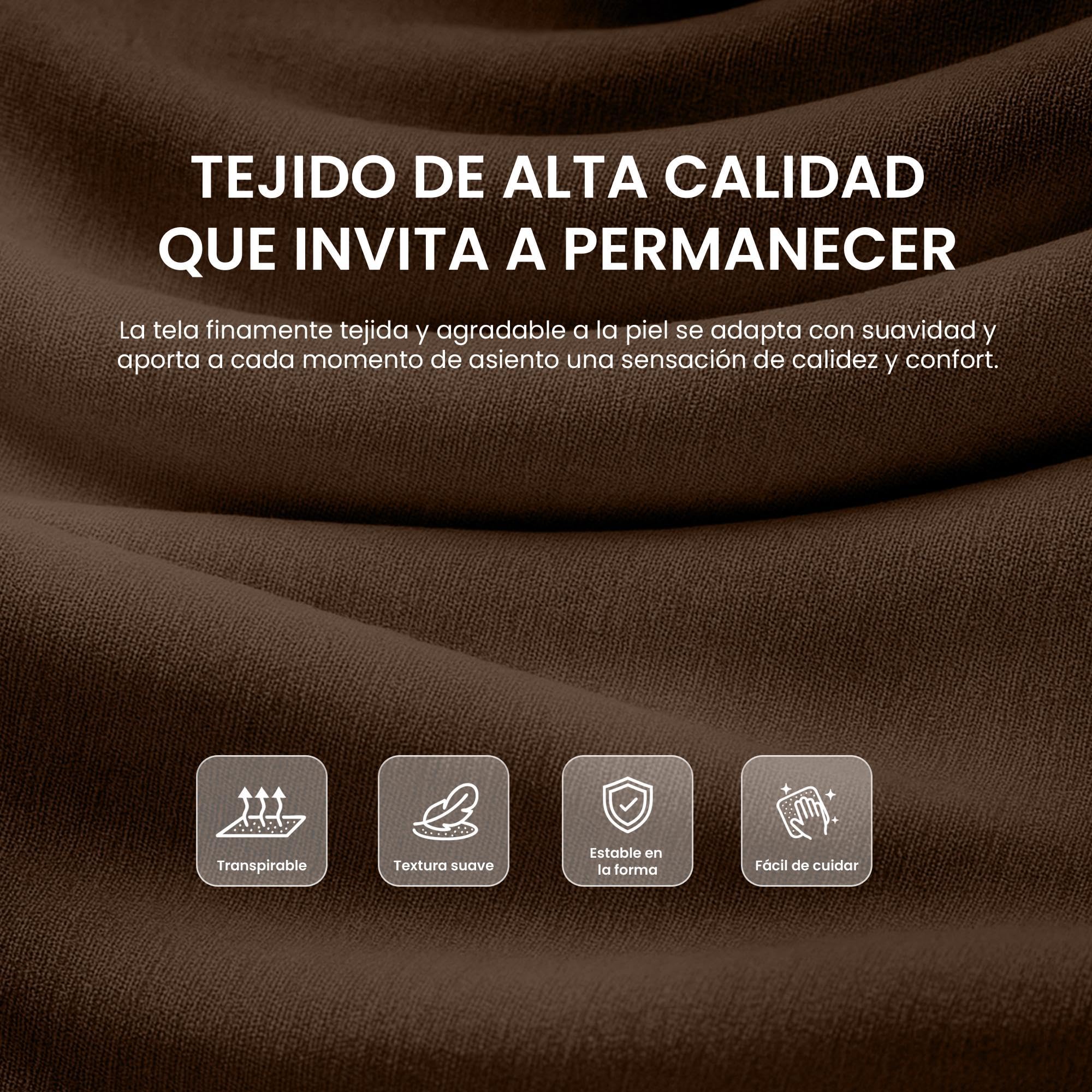 CLP Taburete de Barra Acolchado con Respaldo Grant, Silla de Bar con Revestimiento de Tela, Estructura de Madera hasta 150 kg Color marrón
