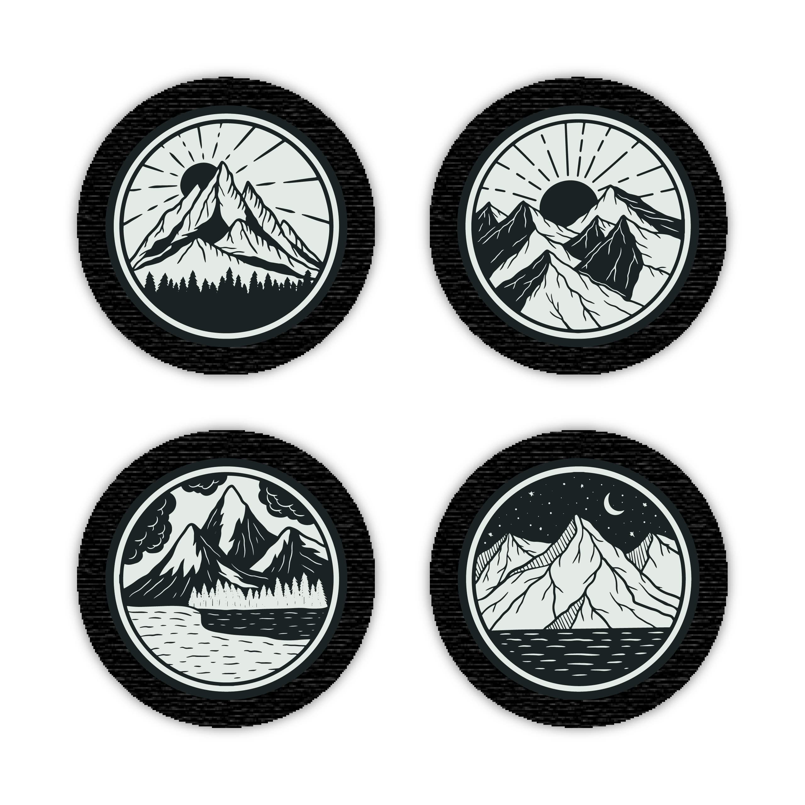 4 PCs Mountain Printed Stitching Patches for Any Garments