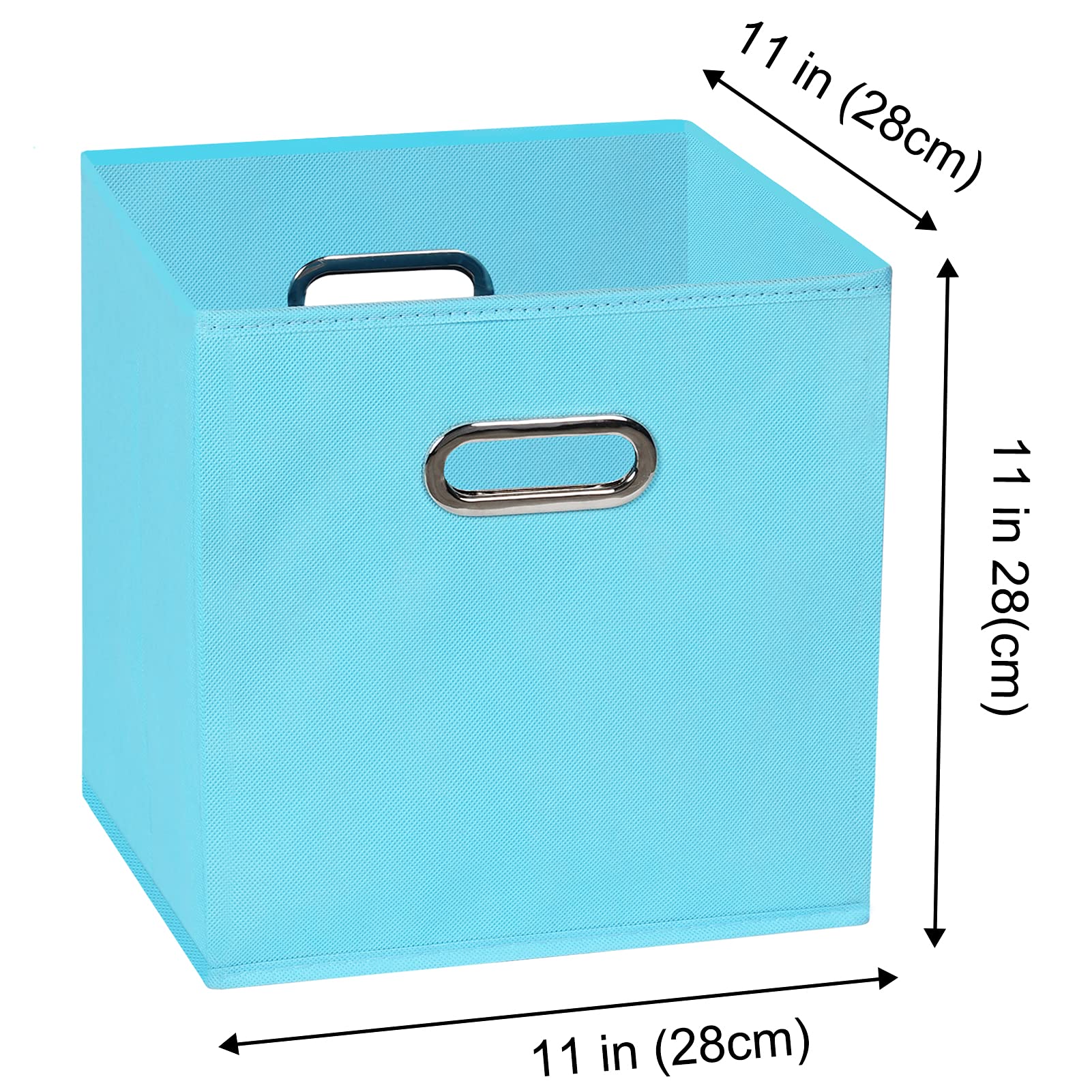 Contenedores de almacenamiento de tela, organizador de cubos de tela con asas dobles, cestas de almacenamiento plegables para el hogar, dormitorio, 11 x 11 x 11 pulgadas (azul, paquete de 6)