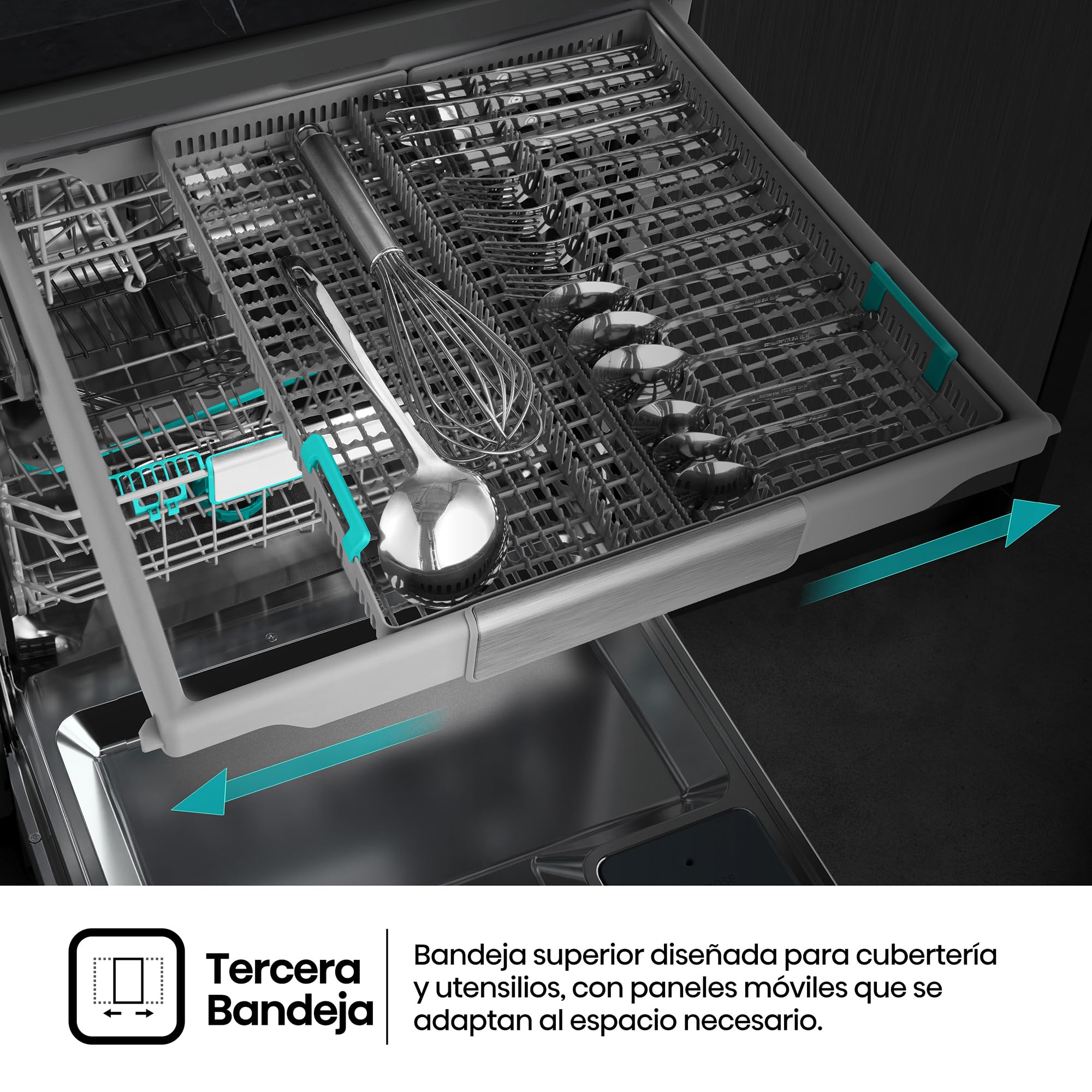 Hisense HS693A90ADBX - Lavavajillas Clase A, 16 Servicios, Fondo 60cm, Pantalla TFT Vision Plus 6.86", Super Wash IA, Programa ECO IA, Secado All Dry, Media Carga Auto, Tercera Bandeja, Inox