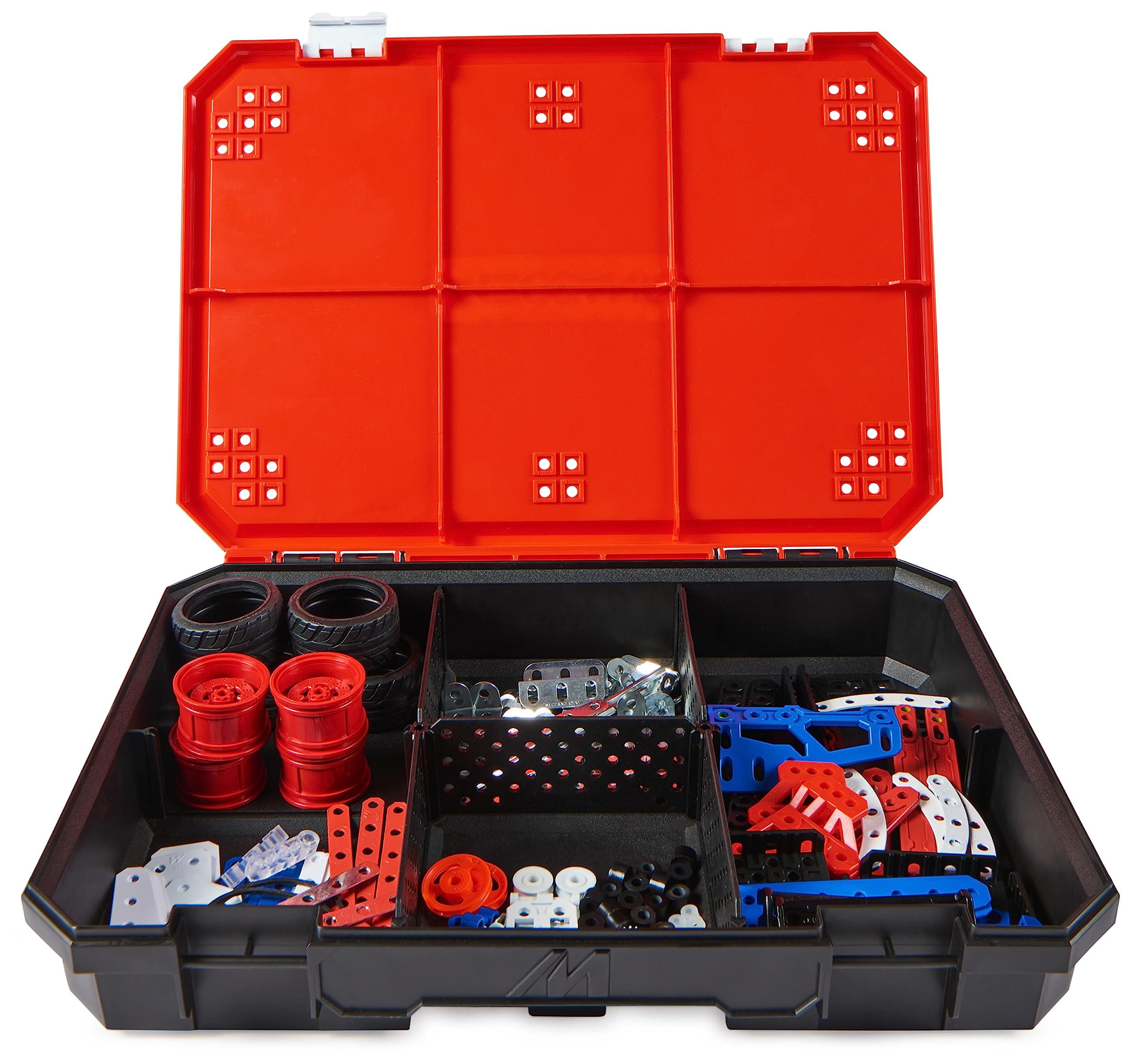MECCANO - MALLETTE DA COSTRUZIONE 5 MODELLI - 5 Modelli iconici nei colori della Francia da costruire - Valigetta portaoggetti - Gioco costruzione Meccano con 2 attrezzi - Giocattolo per bambini da 10