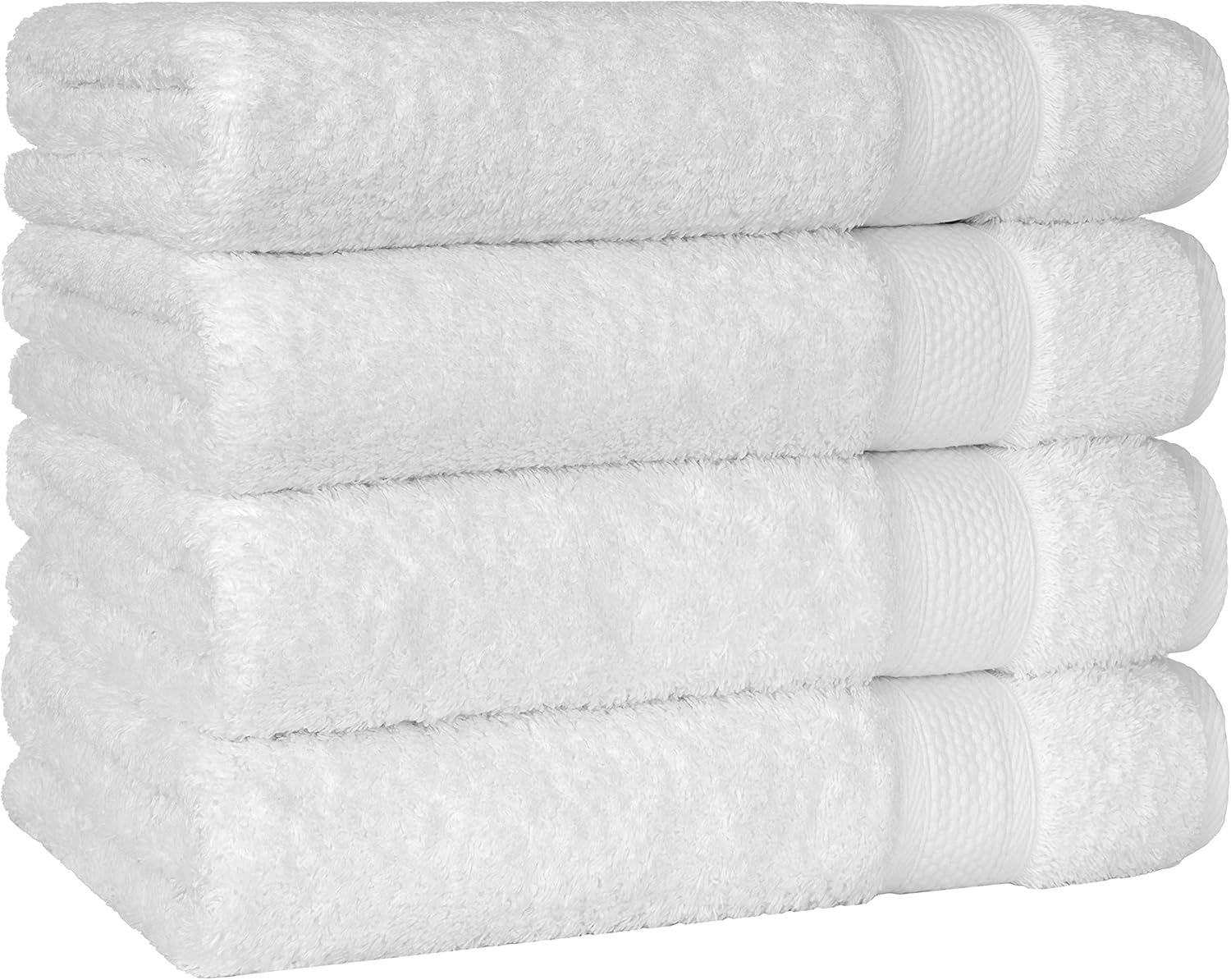 Cotton Castle Premium Original Turkish Cotton 4 Pcs Bath Towels 27"x54" for Hotel Home Pool Bathroom Sauna Gym and SPA with Highly Absorbent Fast Drying Fluffy Soft Durable Thick Bright White : Home & Kitchen