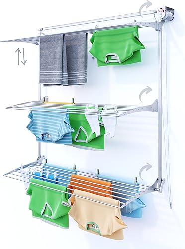 Miniatura 10 de foxydry Tower Wall Drying Rack, Vertical Wall Drying Rack, Retractable Drying Rack for Indoor and Outdoor (150, White)