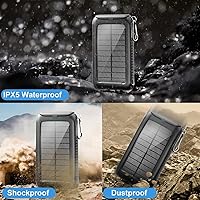 Vista 5 de Solar-Charger-Power-Bank-49800mAh Portable Solar Phone Charger with LED Flashlight/15W Fast Charge USB C Waterproof External Backup Battery Pack for