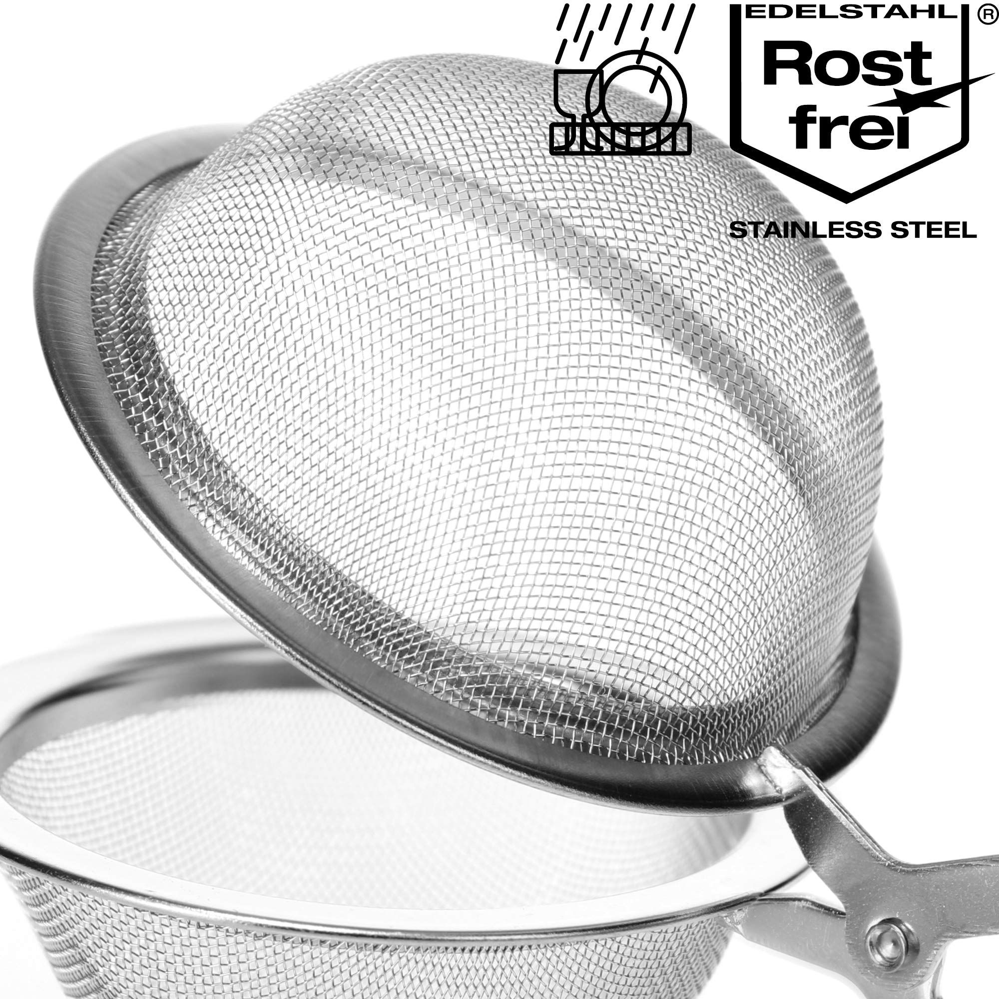 COM-FOUR® 3x Pinzas de té de acero inoxidable - Infusor en forma de bola - Coladores para té suelto, especias y hierbas (03 piezas - Ø 4,5 cm)