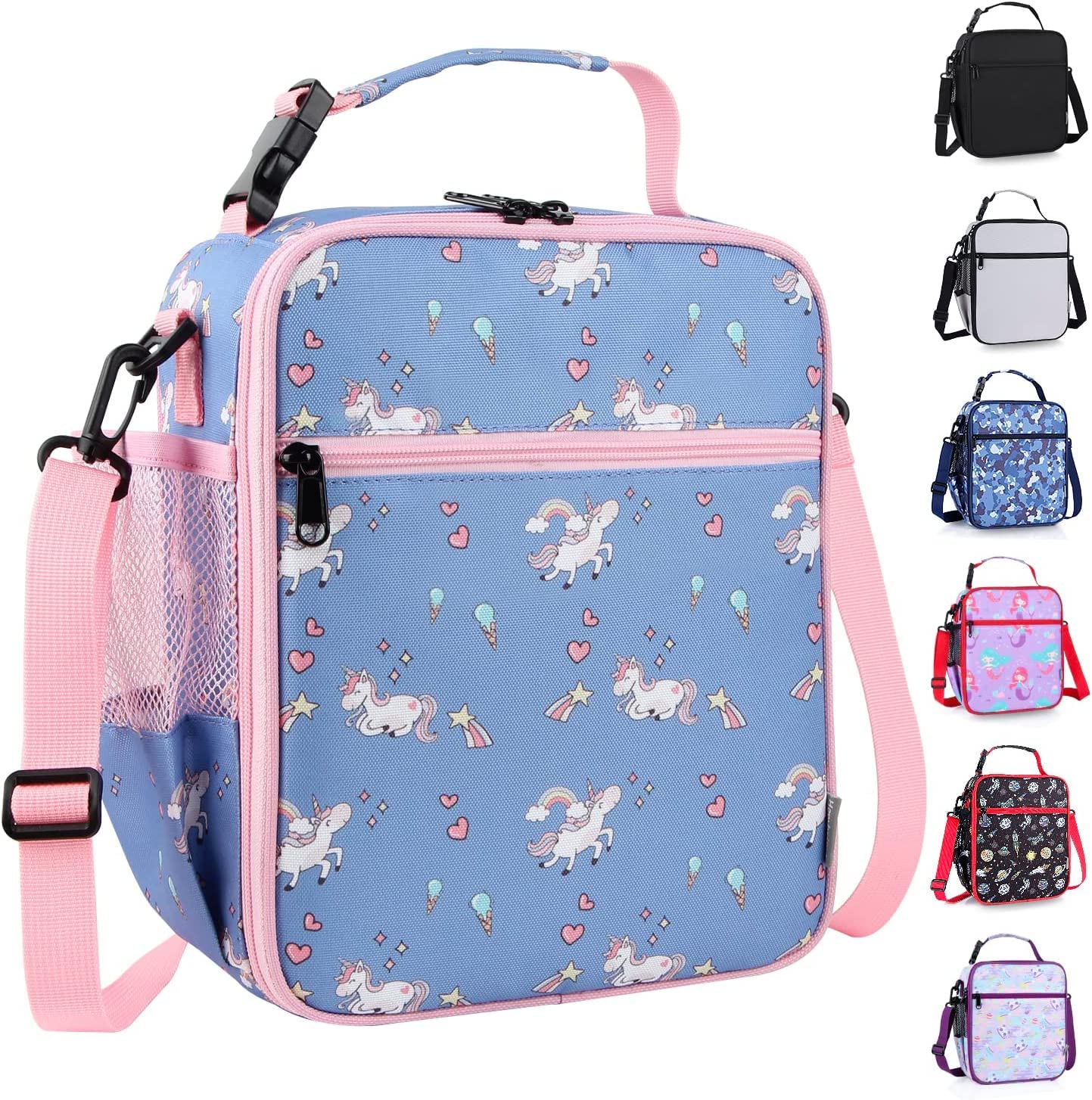 hombrima Kids Insulated Lunch Box Bag, Thermal Picnic Cool Bags with Adjustable Strap for Adults Children Women Men Boys Girls School Work (Little