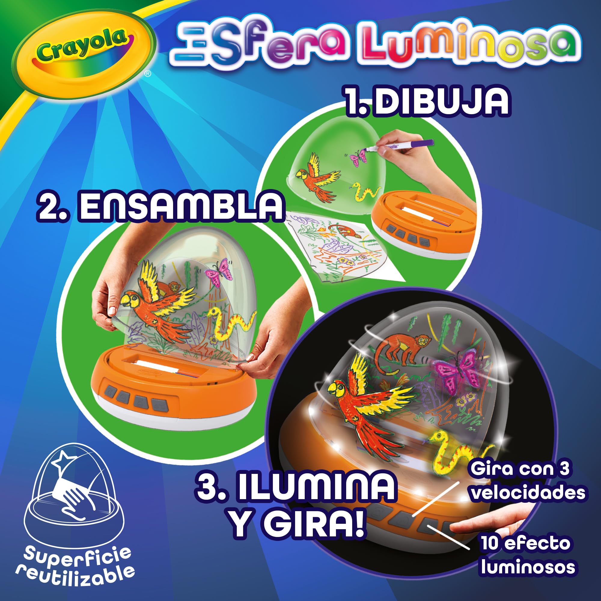 CRAYOLA - Esfera Luminosa, Juego Motorizado con Luces y Movimiento para Crear Dibujos en dos Niveles, Actividad Creativa y Regalo para Niños, a partir de 6 años, 25-5985