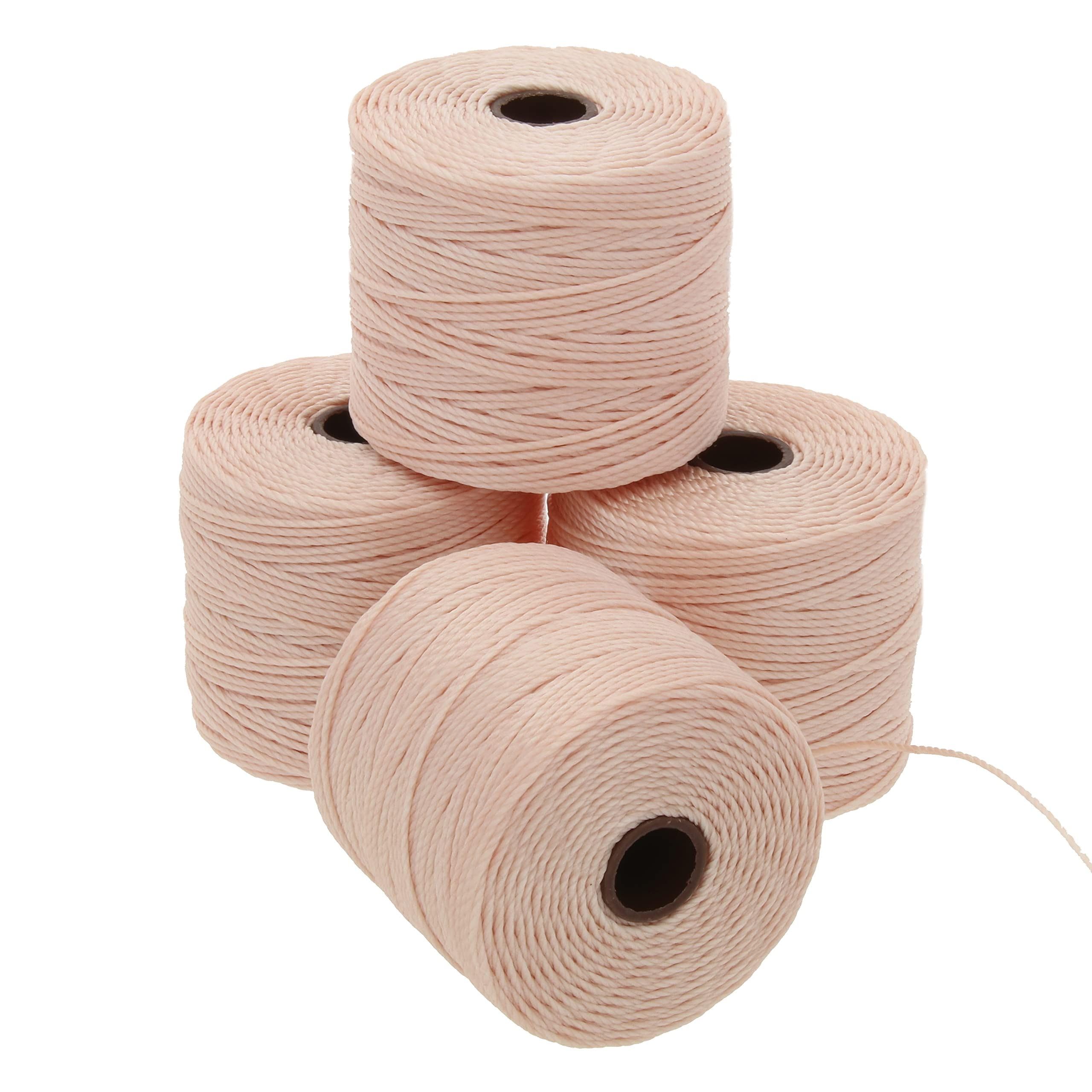 The Beadsmith S-Lon Bead Cord - .5 mm Twisted Nylon Cord for Stringing 4 Spools, Natural Color, TEX210, 77 Yards per Spool