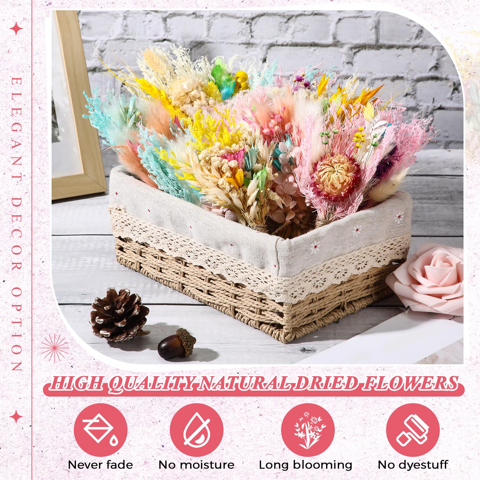 Layhit Boho-Trockenblumenstrauß, Mini-Hochzeit, handgefertigt, Trockenblumen, Dekoration für Vasen, Basteln, Foto-Boutonniere für Männer, Blumenpflanze für Brautjungfer, Geschenk