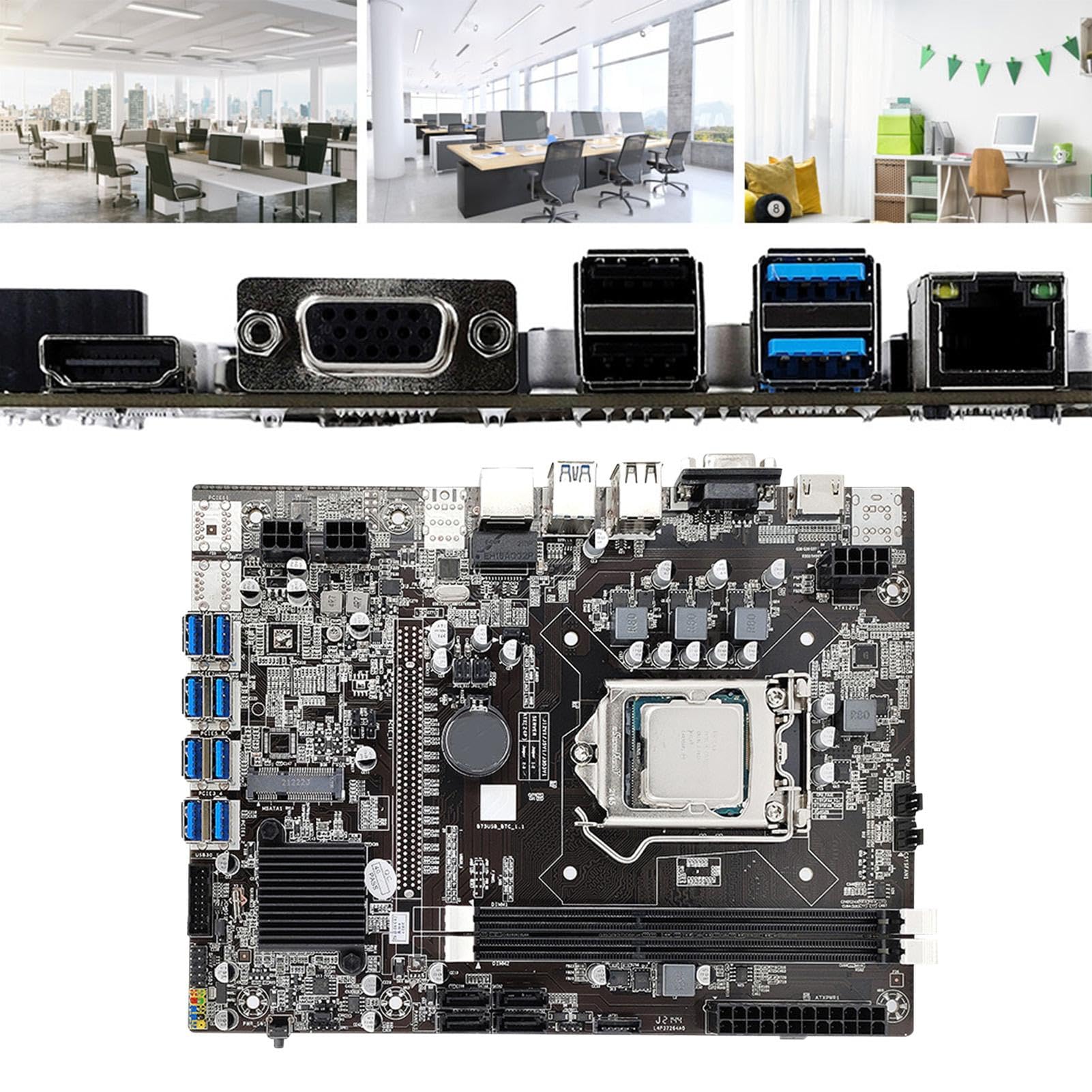 Czarna płyta główna B75 USB-BTC, wysoka prędkość CPU płyta główna | Combo, standardowe części komputerowe, aktualizacja komputera, jednostki e-sportowe do szybkiego użytkowania, dla zwiększenia