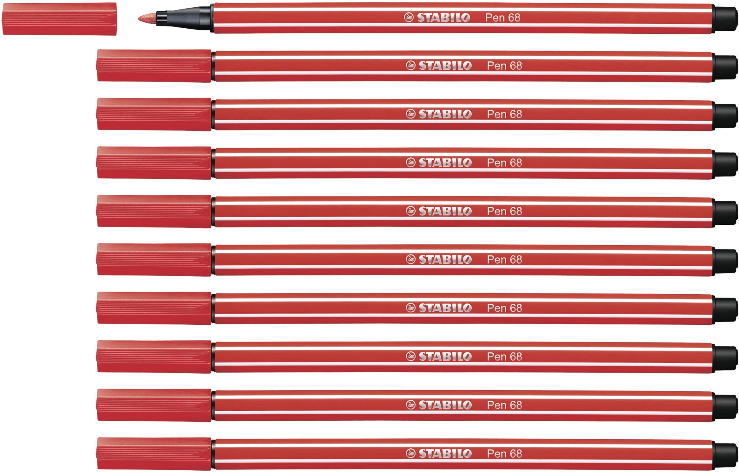 STABILO Premium Fibre-Tip Pen Pen 68 - Pack of 10 - Carmine