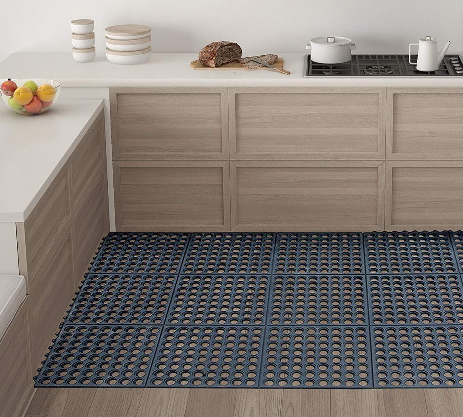 A1HC Restaurant Kitchen Mat Interlocking Rubber Floor Mat Commercial Residential Entrance Door Mat Durable Non-Slip Drainage Mat for Indoor Outdoor Wet Areas, Garage, Patio, High Traffic Areas 36"x36"