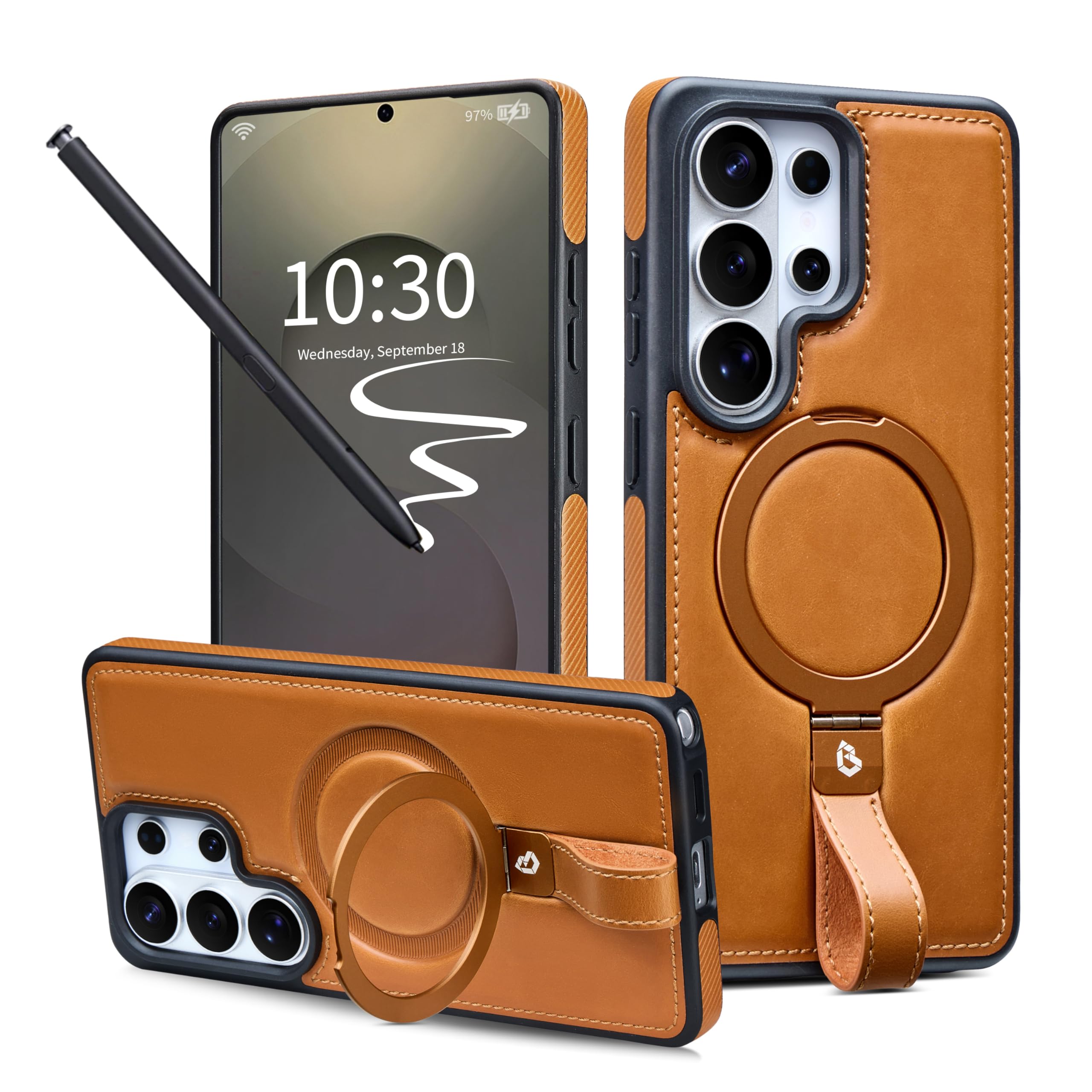 Butaiga for Samsung Galaxy S26 Ultra Case Leather with Stand, Brown