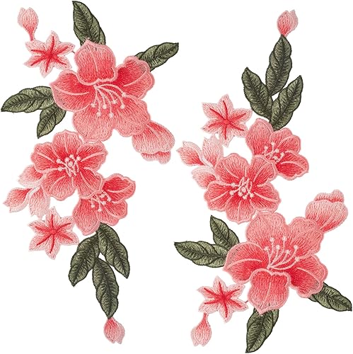 Parches bordados de flores, 2 piezas, parches bordados, adornos florales para ropa, vestidos, chaquetas, jeans, manualidades
