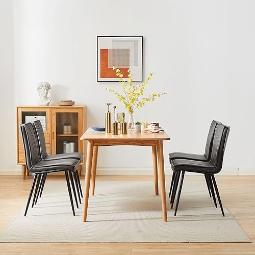 Miniatura 8 de TUKAILAi Juego de 4 sillas de comedor de piel sintética, silla de ocio moderna de mediados de siglo, silla auxiliar tapizada de poliuretano con