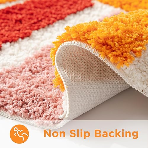 Miniatura 4 de Alfombra de baño antideslizante bohemia, bonita alfombra de baño para inodoro, baño, dormitorio, alfombra lavable para decoración del hogar, 20 x 37