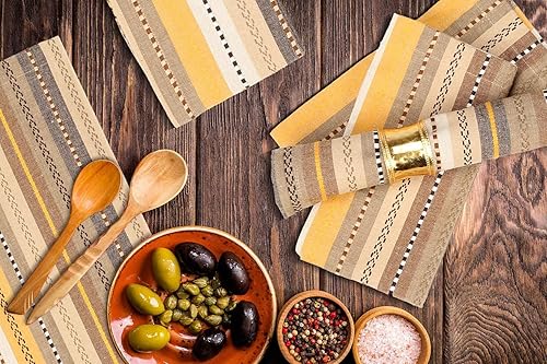 Miniatura 4 de Servilletas de tela, juego de 12 servilletas de algodón, servilletas de rayas de salsa de 18 x 18 pulgadas con esquinas en inglete y dobladillo