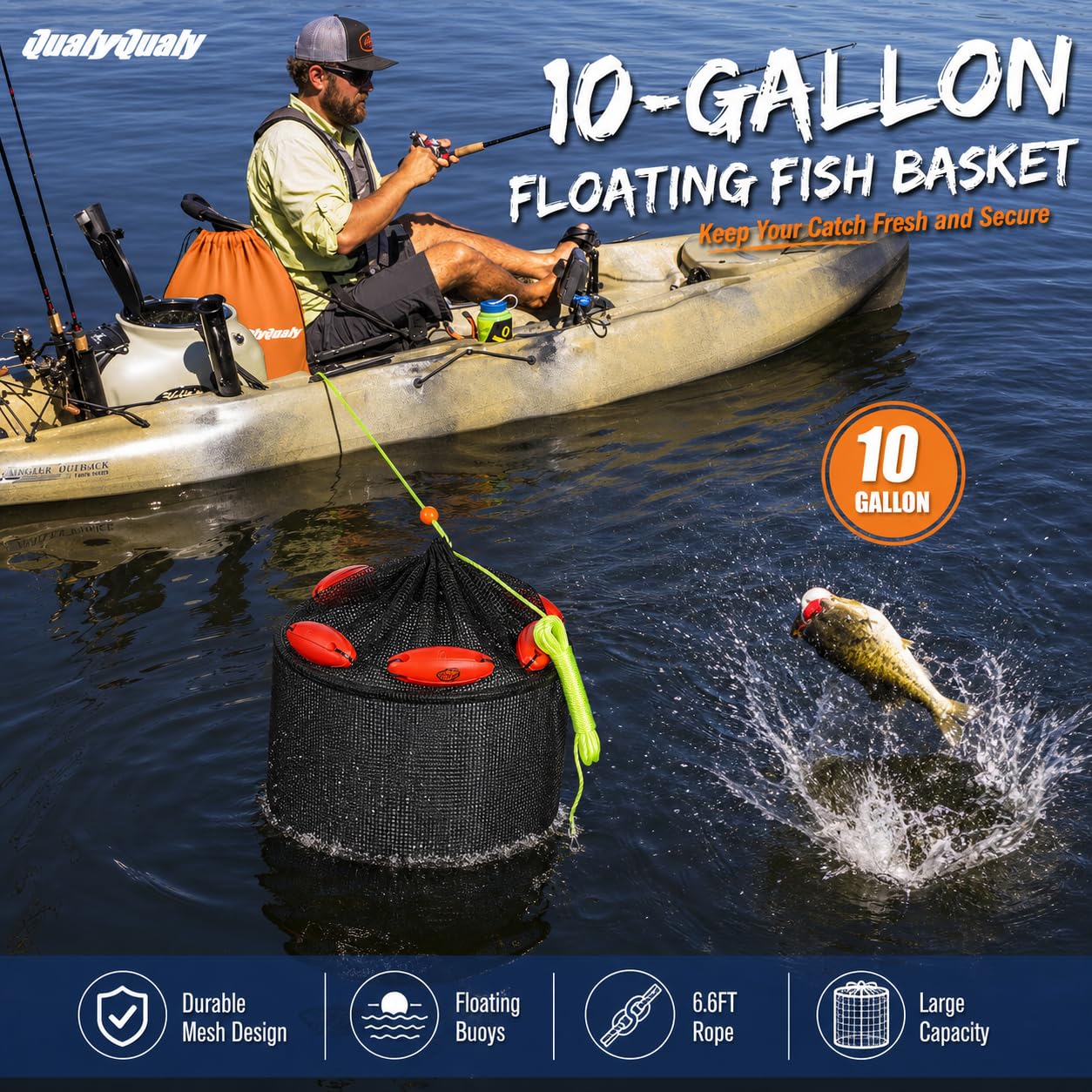 ZENFUN Grand Panier à Poisson Flottant Pliable pour Poissons Vivants capturés, Cage à appâts Pliable en Maille de 40,6 x 38,1 cm, piège à appâts de pêche, piège à appâts de pêche, Seau de pêche avec