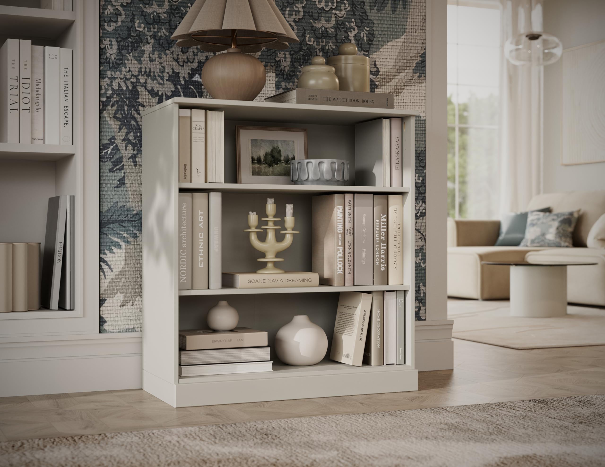 Palace Imports 3 Shelf Solid Wood Bookcase - 36" Short Storage Cabinet 32" Wide - Off White, Wooden Open Book Shelf w/Adjustable Shelves, 100% Eco-Friendly Wood, Modular Bookcase Units