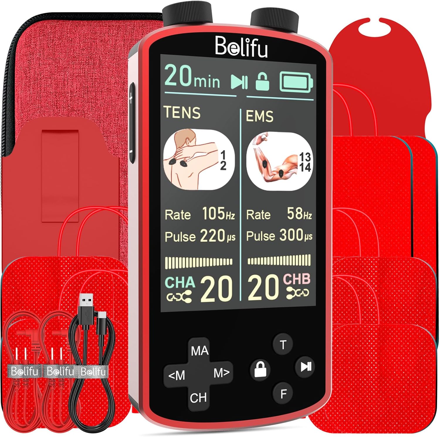 TENS EMS Unit Muscle Stimulator 4 in 1 with 36 Modes