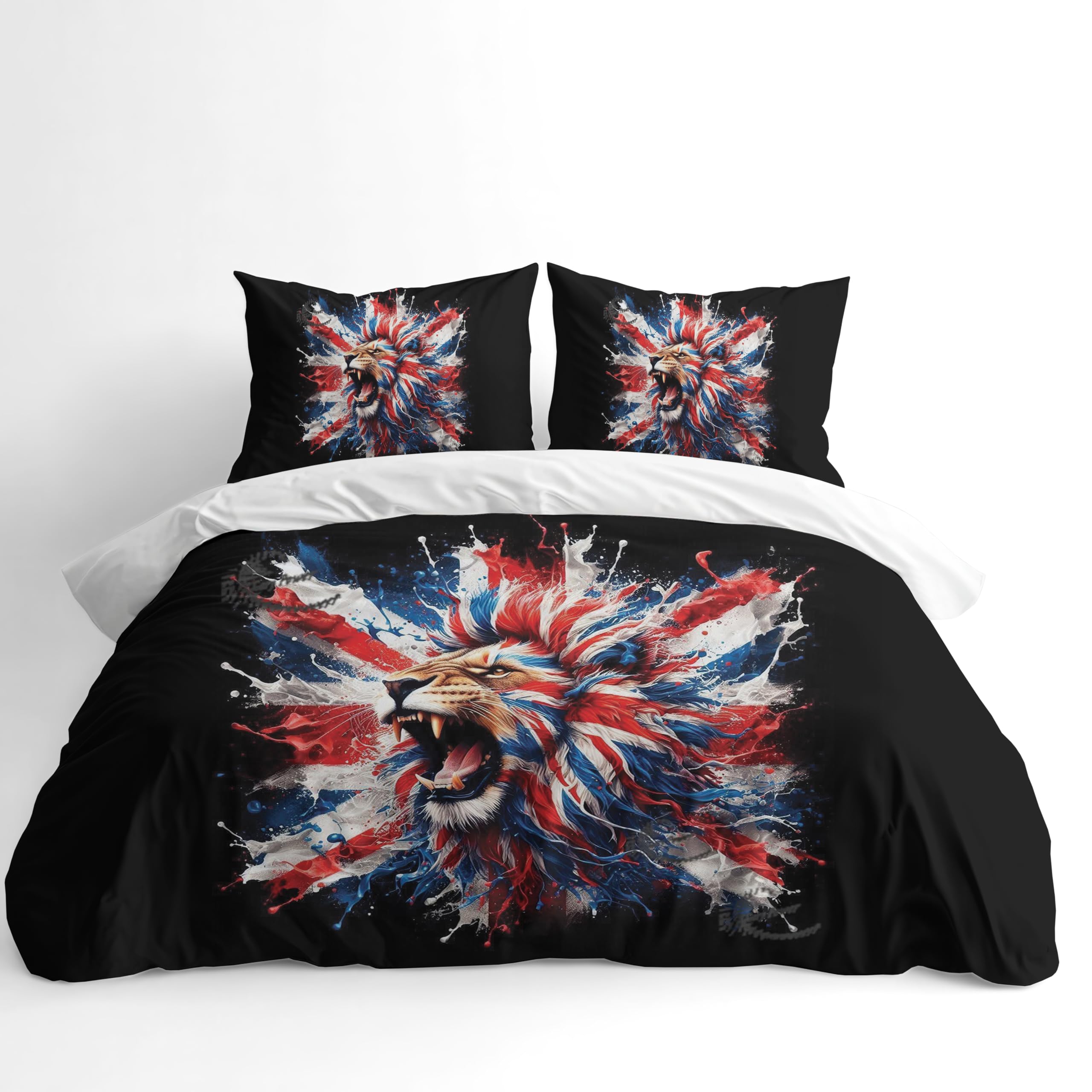 Adam Home 3D Digital Printed Union Jack Duvet Cover Set With Pillowcases Home Bedroom Décor Microfiber Emperor Bedding Set Made in UK |Roaring Lion Union Jack