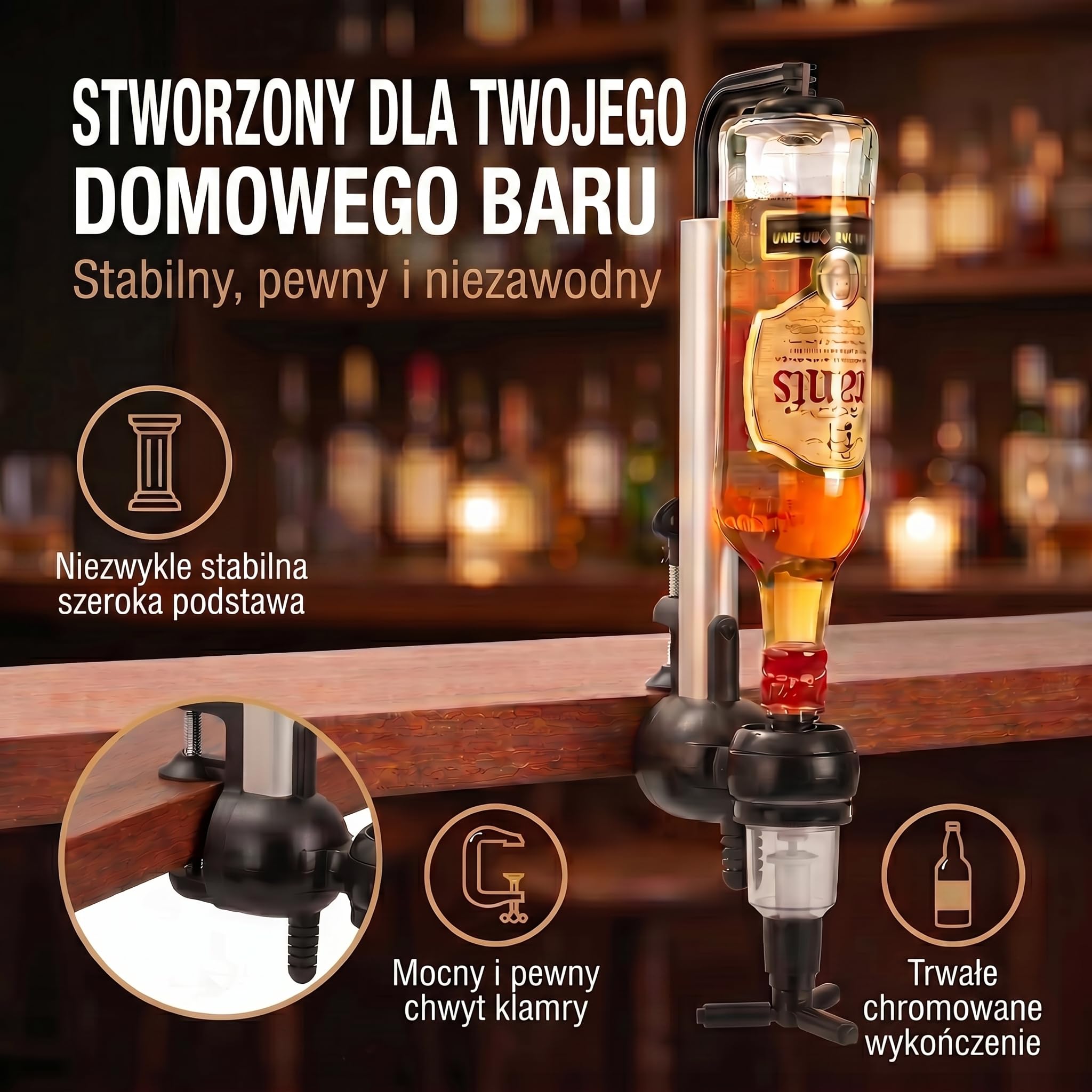 Bar-Butler do napojów spirytusowych, uchwyt na butelki z napojami, dozownik 4cl, dozownik do napojów, uchwyt na butelki, porcjowanie napojów