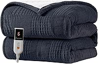 TEXCITING Heated Electric Blanket Throw 50x60 - 9 Heat Settings, 2-10 Hr Auto-Off, ETL Certified, Machine Washable Black