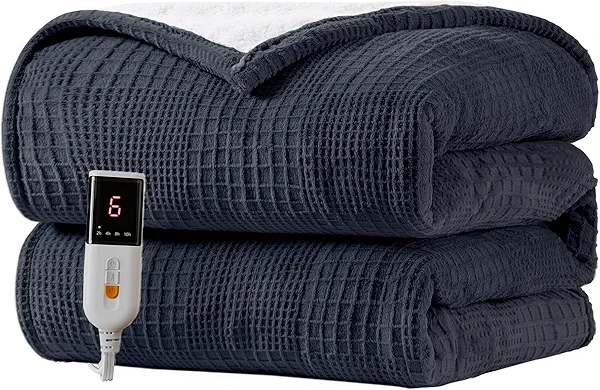 Heated Blanket Electric Blanket Throw 50''X60''-Heating Blanket with 6 Heat Settings-10 Hours Auto Off,ETL Certified,Machine Washable (Black)