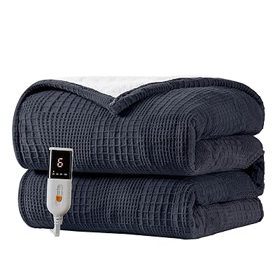 Heated Blanket Electric Blanket Throw 50''X60''-Heating Blanket with 9 Heat Settings-2-10 Hours Auto Off,ETL Certified,Machine Washable (Black)