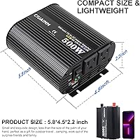 Vista 3 de Inversor de corriente para automóvil de 500 W, CC 12 V a 110 V CA, convertidor de cargador de coche con doble puerto de carga de CA y puertos USB