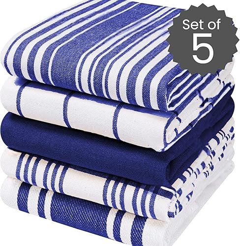 Miniatura 10 de Cotton Clinic Paquete de 5 toallas de cocina surtidas, suaves y absorbentes, de secado rápido, toallas de cocina, paños de cocina, paños de cocina y