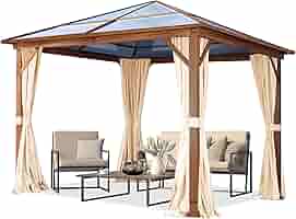 Gazebo Toolport 3x3m Con Tetto Policarbonato 6mm - Teli Laterali E Zanzariere Inclusi, Crema - Foto 6