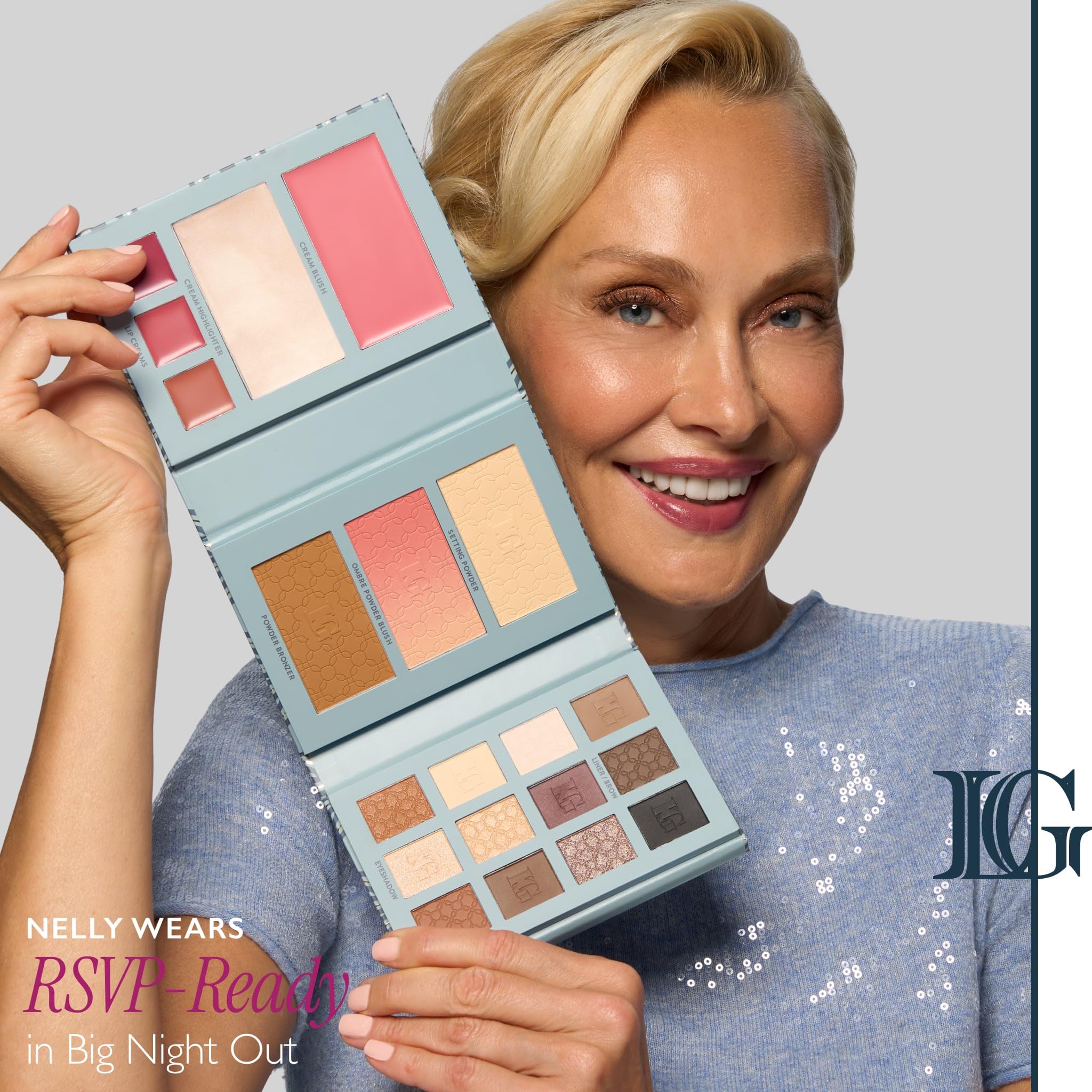 Laura Geller Beauty RSVP-Ready Big Night Out Full Face Travel Makeup Palette - All-in-One Set enthält Lidschatten, Eyeliner, Rouge, Bronzer, Highlighter, Setting Powder und Lippencremes