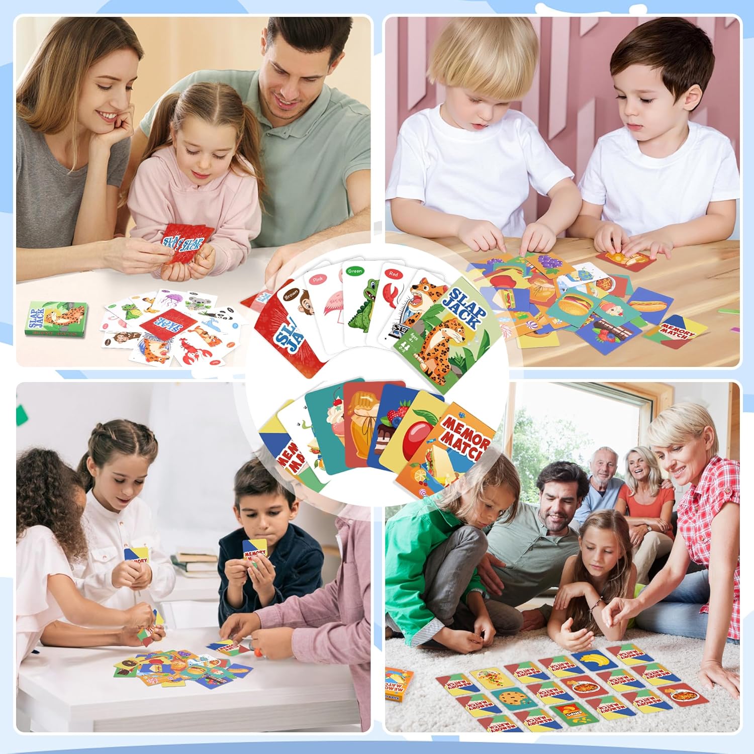 Card Games,Fun Card Game for Kids Ages 4-8,Classic Interactive Games for Kids Toddlers and Adults,Perfect for Stocking Stuffers Gifts,Family Game Night Travel and Party Games(Slap Jack&Memory Match) - Image 4