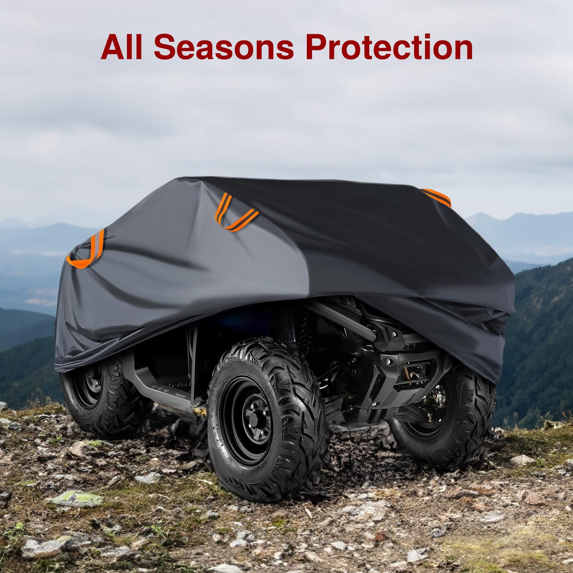 Housse Quad pour Yamaha Grizzly 300 Automatic 2012-2021 2022 2023 2024 2025 2026+, Bache Moto Exterieur Étanche, Oxford ATV Bâche Protection Pluie et Neige Quad Accessoires,A/Orange