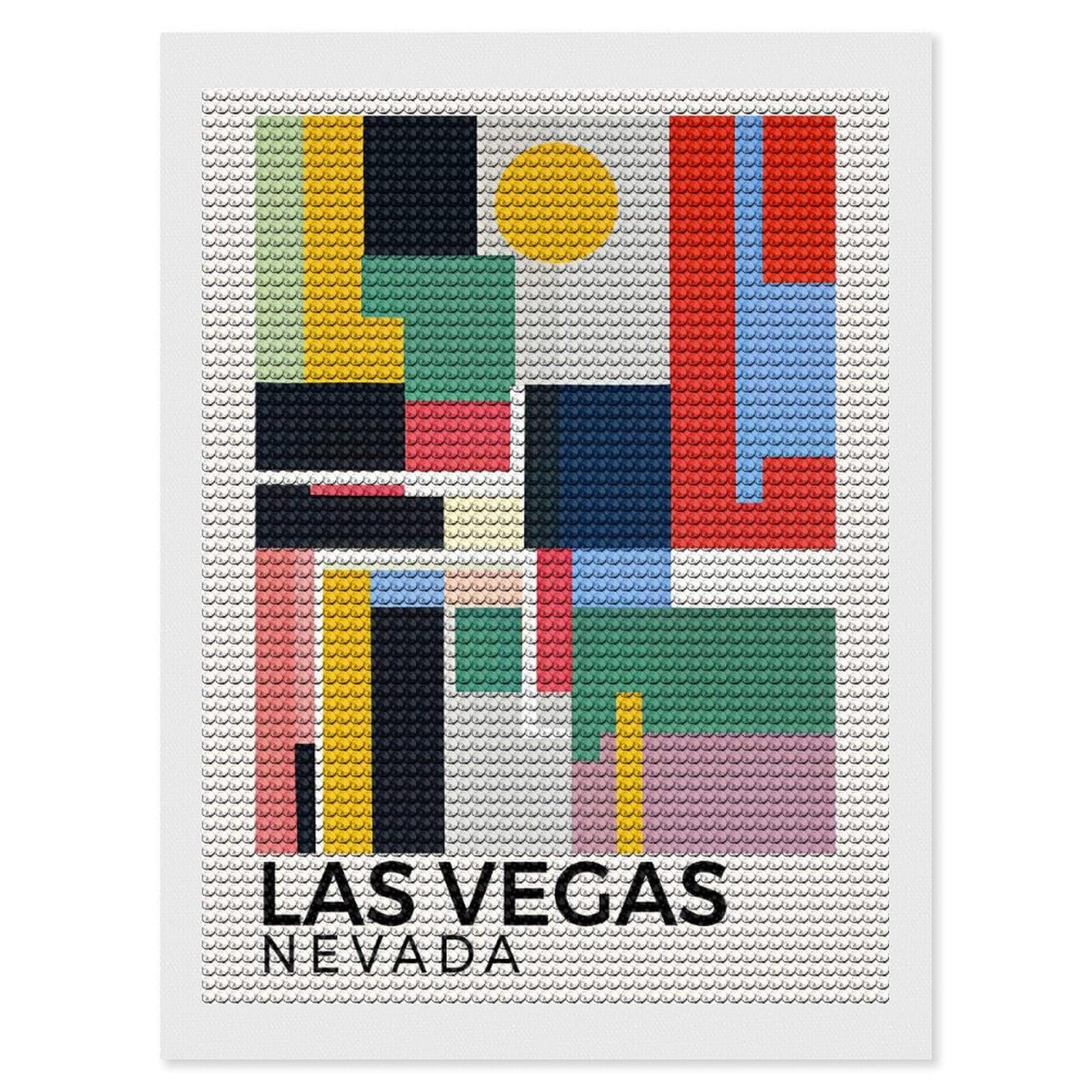 Junmoney Las Vegas Nevada Crystal Diamond Art Kit 12"x16", Modern Decor, Boho Decor, Wall Art Gift, Decorative Artwork, Creative Hobby