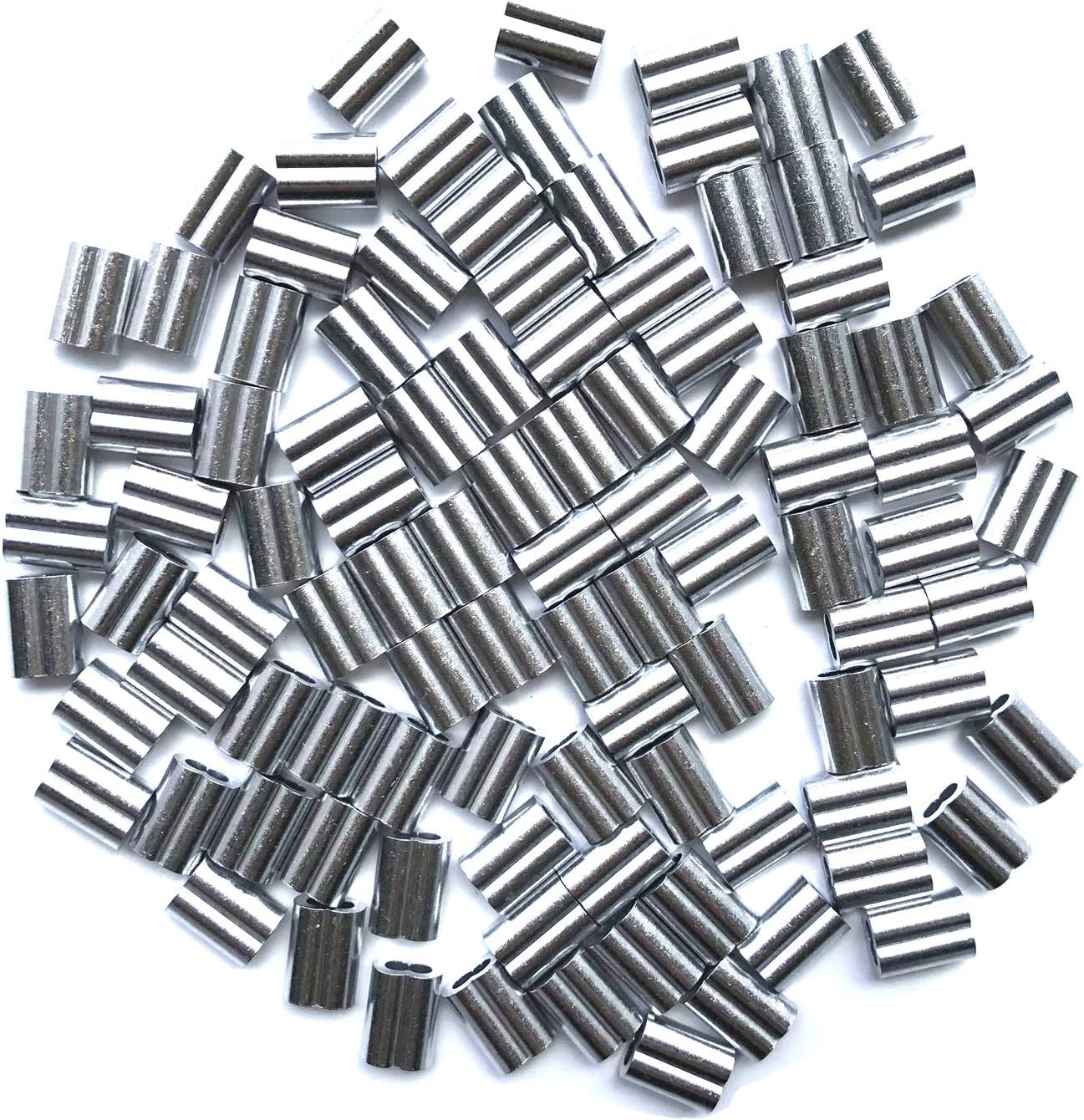 100PCS Aluminum Crimping Loop Sleeve for 1/8 Inches Diameter Wire Rope and Cable
