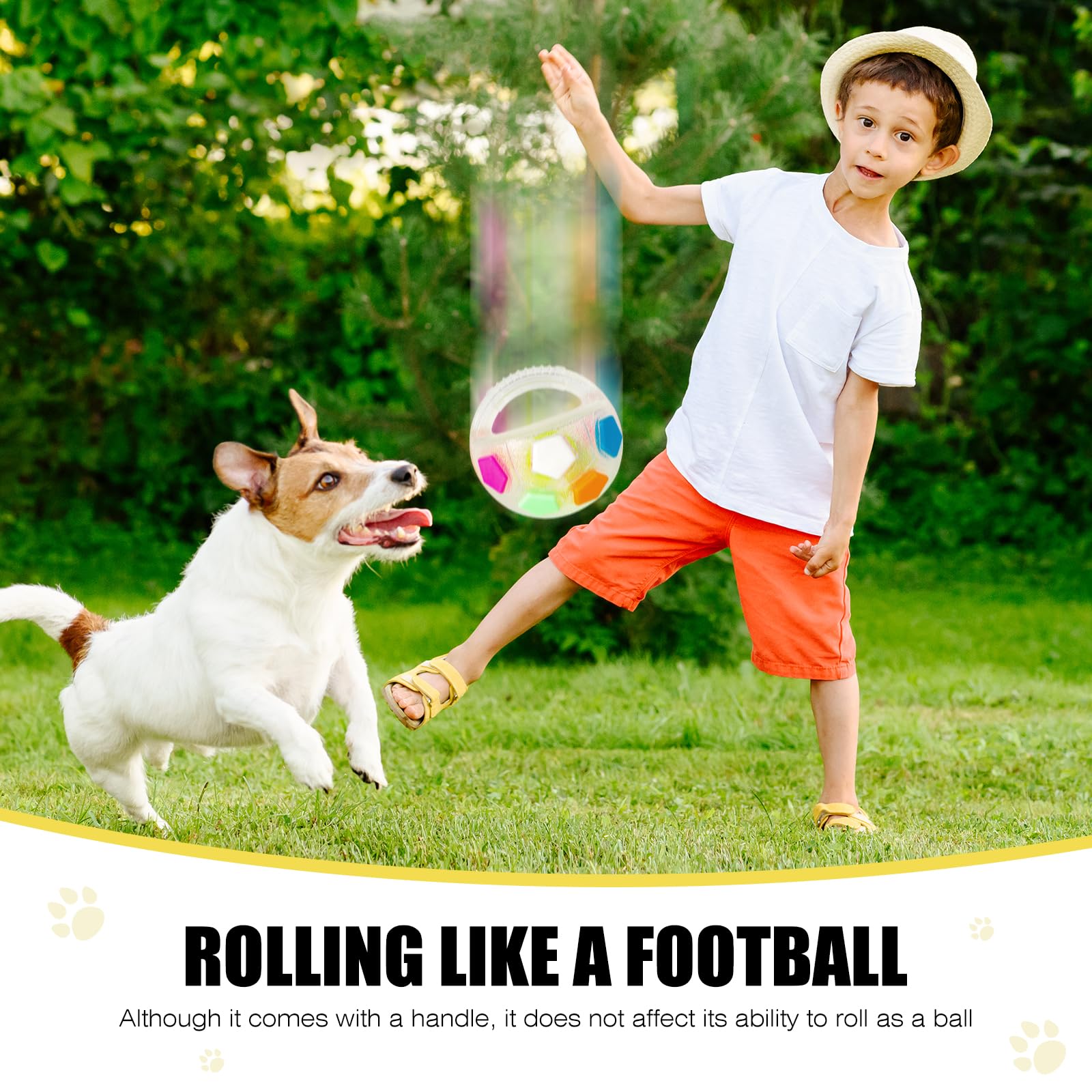 YOOGAO Pet Dog Toy Ball with Handle, Toss and Fetch Play, Interactive Ball for Dogs Playing Squeaky Floating (Transparent) - Image 3