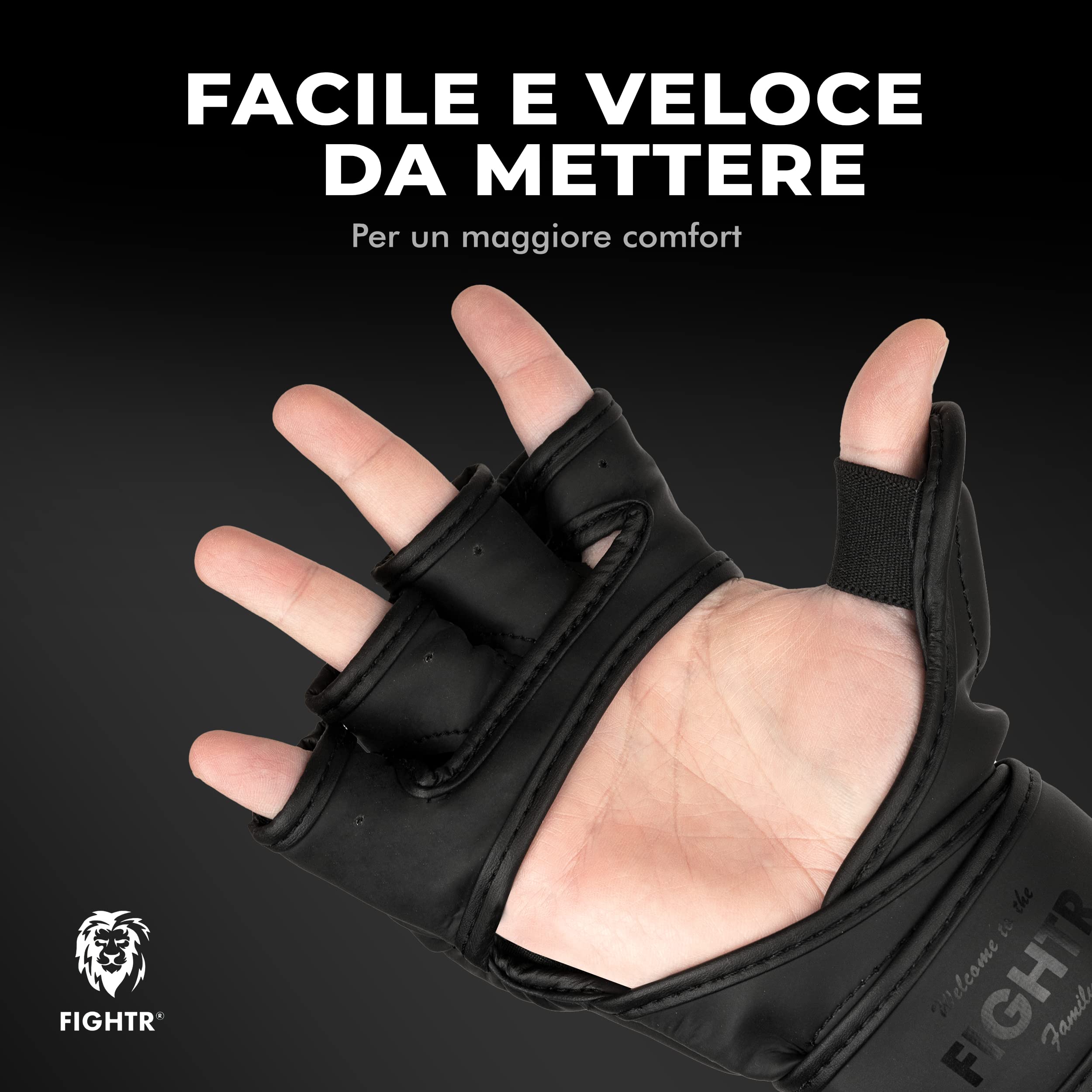FIGHTR® Guanti MMA - per stabilità e impatto ideali | Guanti da presa per MMA, sandbag, sparring e allenamento | Inclusa borsa per il trasporto