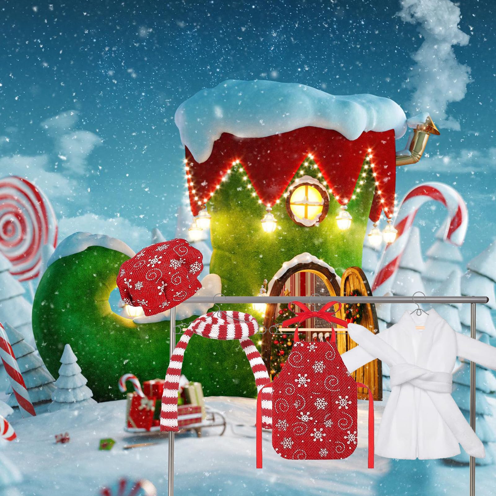 Weihnachtswichtel Zubehör Set | 13 Teile | Inkl. Hängematte, Schlafsack, Schürze & Mehr