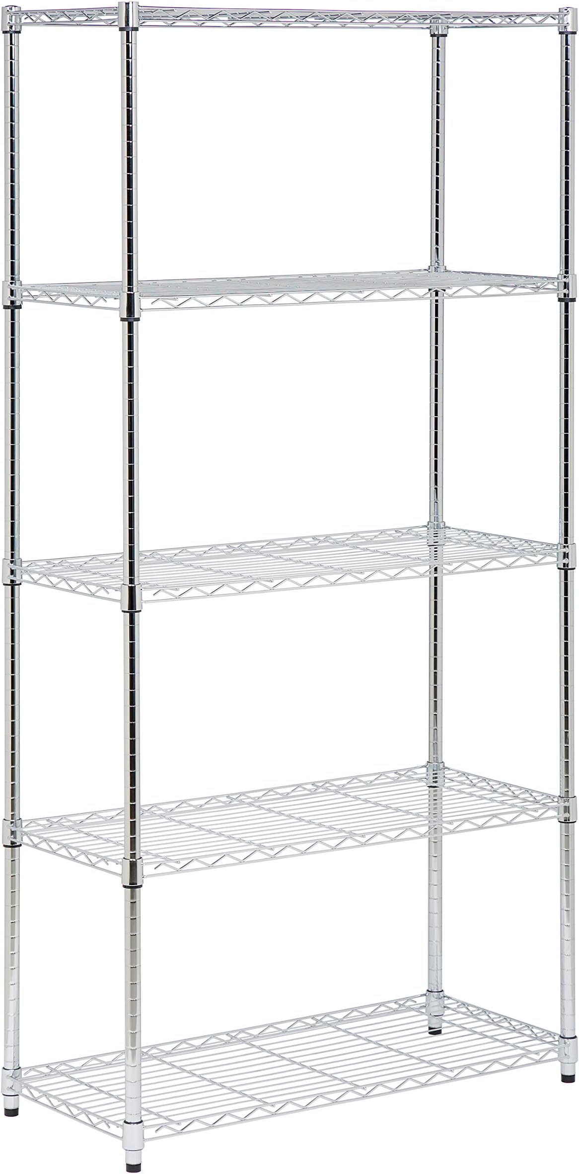 Honey-Can-Do 5-Tier Adjustable Shelving Unit, Chrome SHF-09685 Chrome, 1750lbs (350-lb Weight Capacity Per Shelf)