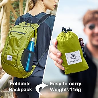 4Monster Packable Backpack Ultra Lightweight, Foldable Backpack Water Resistant, Hiking Daypack for Travel Camping Outdoor