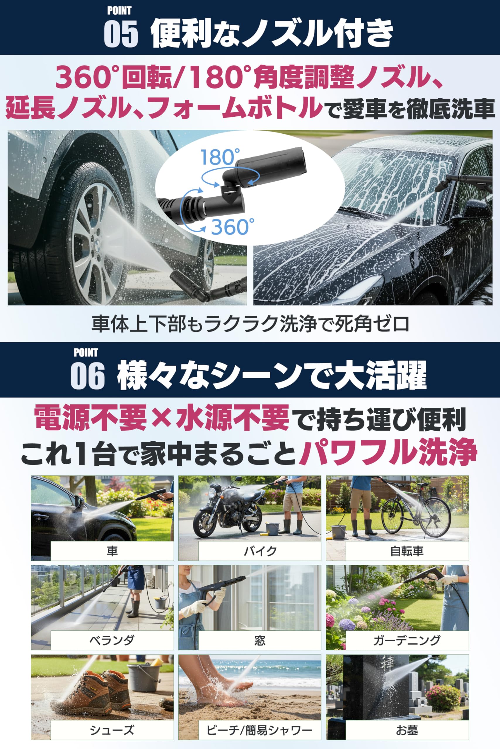 Amazon | Yuumo+ 高圧洗浄機 コードレス 【最大水圧3.6MPa｜大容量13L
