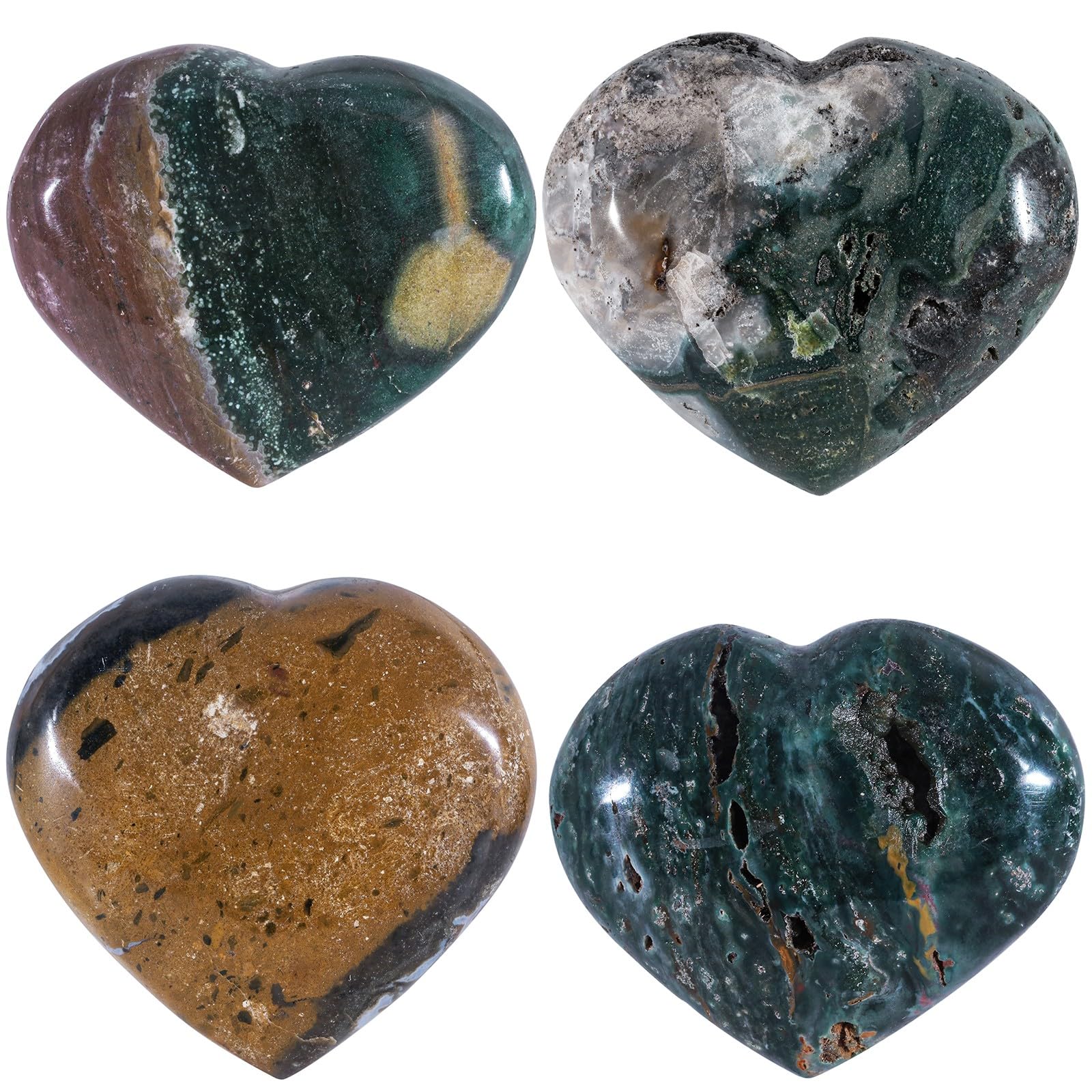 dssmboom Natural Ocean Agate Crystal Heart Worry Stone for Valentine's Day - Image 3