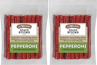 Old Wisconsin Pepperoni Sausage Snack Sticks,Naturally Smoked,Ready to Eat,High Protein,Low Carb,Keto,Gluten Free,28 Ounce Resealable Package,(Pack of 2)