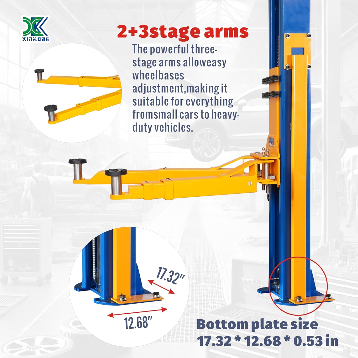 XK-L1150 Overhead Auto Lift Car Lift Capacity 11500 Lbs Truck Hoist 2+3 Enhanced Auxiliary Arm 110V with 36 Months Parts Replacement