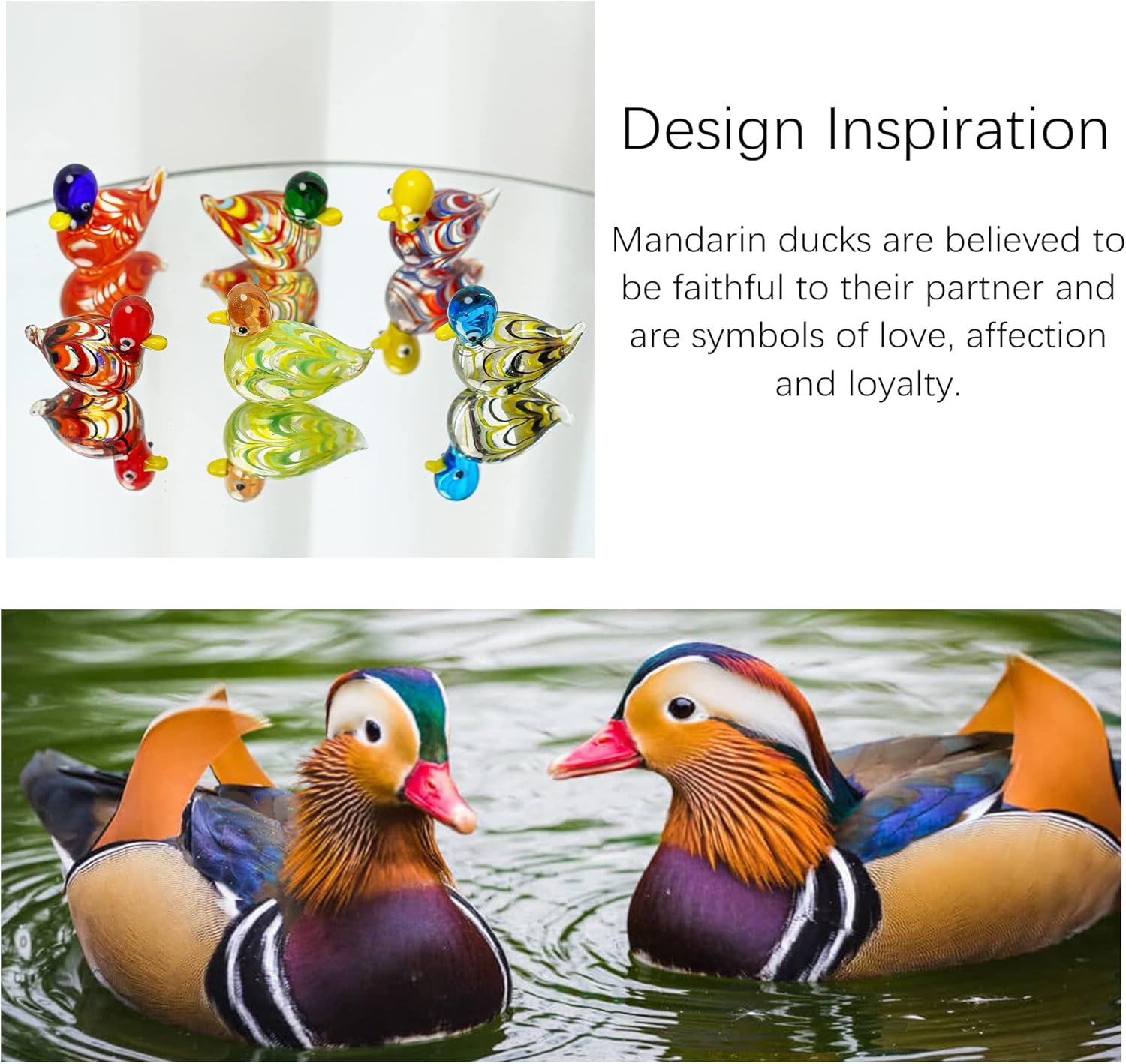HDCRYSTALGIFTS 6pcs 1.5'' Mini Blown Glass Mandarin Ducks Figurines Collectible Art Glass Animal Miniature Figurines Home Garden Decorations (Colorful) - Image 3
